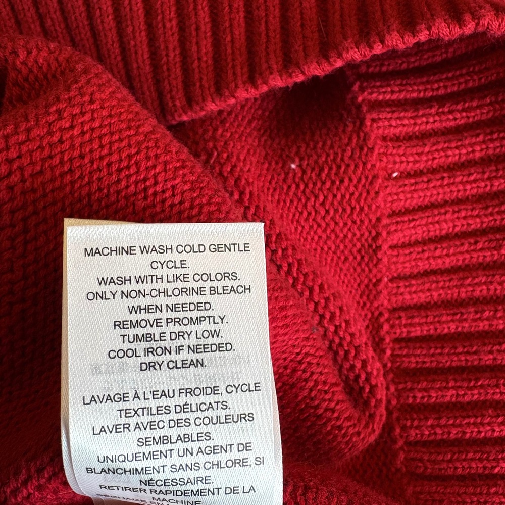 Lauren Ralph Lauren Red Cotton Dog Foxhound Intarsia Knit Sweater Womens XS RLL - Picture 10 of 12
